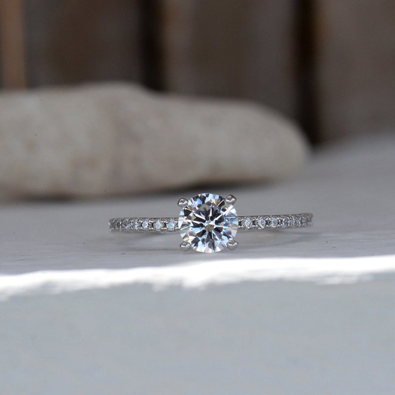 LEMON GRASS 1 Ct Halo Solitaire Cubic Zirconia Promise Engagement Ring 925 Sterling Silver Ring Sizes 4 5 6 7 8 9 (3.5) - Image 5